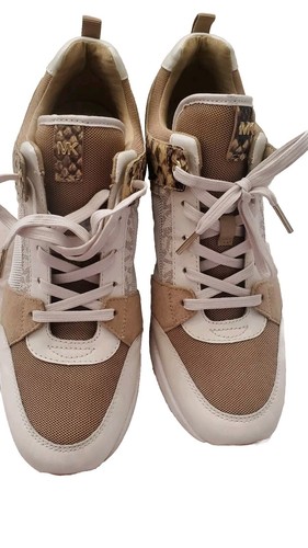 Sneakers Michael Kors GEORGIE con zeppa beige cammello media mista taglia 10