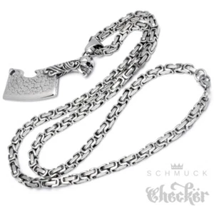 Edelstahl Flaschenöffner Fleischer Beil Totenkopf Hackbeil Halskette Königskette - Bild 1 von 3