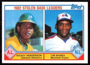 1983 Topps 1982 Stolen Base Leaders - Rickey Henderson/Tim Raines Oakland