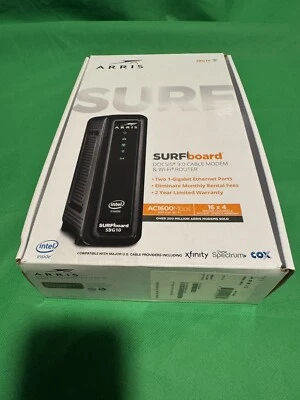ARRIS SURFboard SBG10 DOCSIS 3.0 16 x 4 Gigabit Cable Modem & AC1600 Wi-Fi 5 G2 - Image 1 of 4