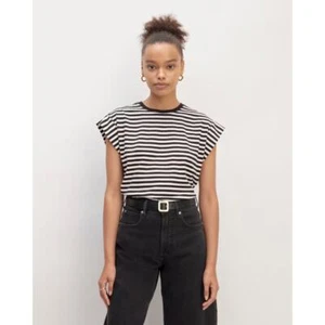 Nuova maglietta Everlane The Muscle in cotone essenziale taglia small nero bianco - Foto 1 di 12