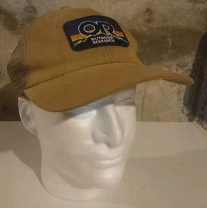 Outdoor Research Snapback Trucker Hat Mesh Back Cap Advocate Stripe Patch Tan - Picture 1 of 15