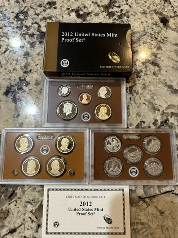 2012 S US Mint 14 Coin Proof Set Original Box w/ Certificate Authenticity Cover