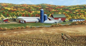 Nichols Farm Panel Fabric Barn Field 23.5"X44" Digital Cotton David Textiles - Picture 1 of 1