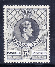 SWAZILAND George VI 1938 SG37 5/- perf 131/2 x 13 - mounted mint. Catalogue £70