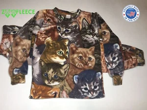 ZooFleece Cute Cats Sylvester Cheshire Cat Kitten Kids Pajama PJ Sweatsuit - Picture 1 of 8