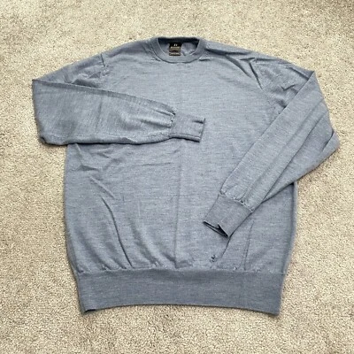 Boggi Milano Merino Wool Pullover Sweater Men Medium Blue Crew Neck Knit Stretch - Image 1 of 4
