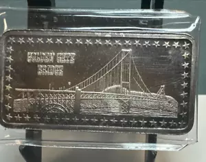 Golden Gate Bridge Silver Art Bar Hamilton Mint Wonders of America 1 Oz #2 - Picture 1 of 3