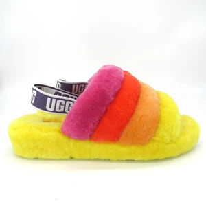 UGG PRIDE FLUFF YEAH SLIDE HAUSSCHUHE IN REGENBOGENGELB GRÖSSE 10 - Bild 1 von 8