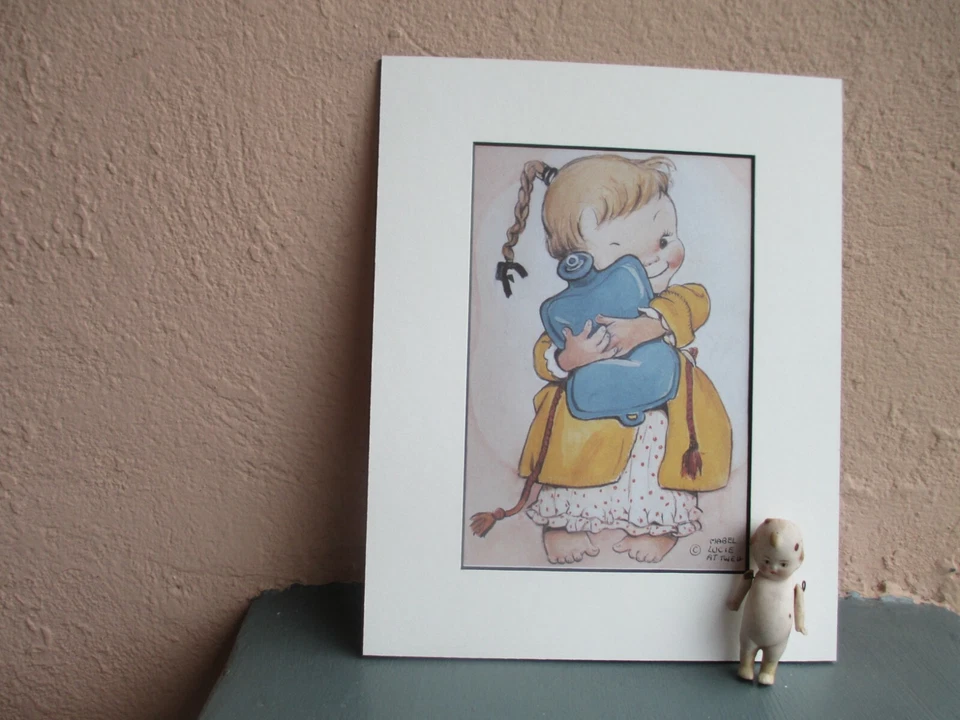 Ilustración vintage de Mable Lucie Attwell/niña con botella de agua caliente a la hora de acostarse Foto 1 de 1