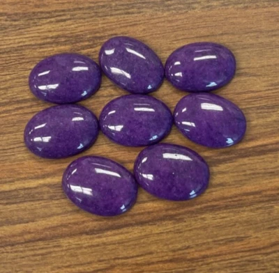 Royal Purple Mountain Jade 25x18mm Domed Oval Gemstone Cabochon lot of 8 - Image 1 of 3