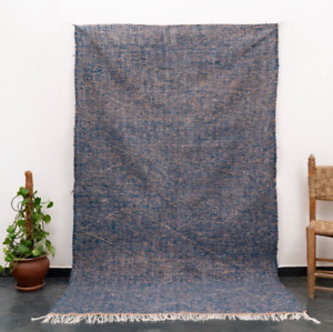 5x8 Moroccan Handmade Blue Area Rug Kilim Living Room Wool Berber rug carpet