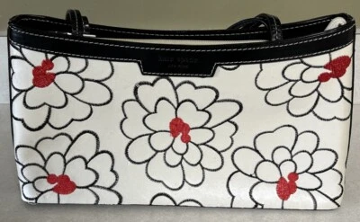 Kate Spade New York White Floral Zip Leather Shoulder Strap Purse Handbag - Image 1 of 4