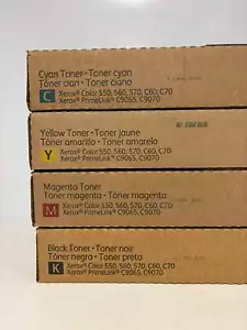 4 Genuine Xerox Color 550,560,570,C60,C70 PrimeLink C9065, C9070 CMYK Toners - Picture 1 of 1