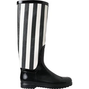 DOLCE & GABBANA Shoes Black Rubber Knee High Flat Boots EU35 / US4.5 RRP 1700usd - Picture 1 of 10