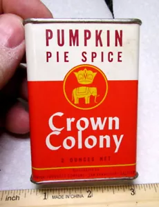 Vintage Crown Colony Kürbiskuchen Gewürz 2 Unzen meist volle Gewürzdose, tolle Grafik - Bild 1 von 4