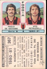 1980/81 SANDWICH FOOTBALLERS *STICKER FIGURE NO.367 *FOGGIA-DE JOVANNI/PETRUZE*NEW