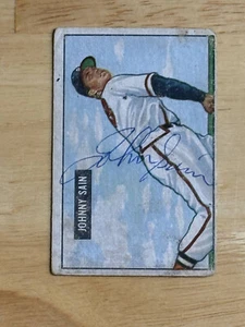 JOHNNY SAIN SIGNED AUTOGRAPHED 1951 BOWMAN CARD # 314 BOSTON BRAVES - Picture 1 of 2