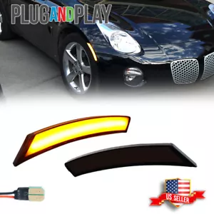 2x Smoked Lens Amber LED Front Sidemarker Light For 06-10 Pontiac Solstice & Sky - Picture 1 of 9