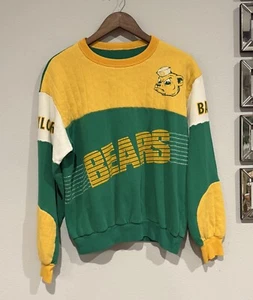 Maglione girocollo vintage Baylor Bears College verde e giallo raro difficile da trovare - Foto 1 di 7