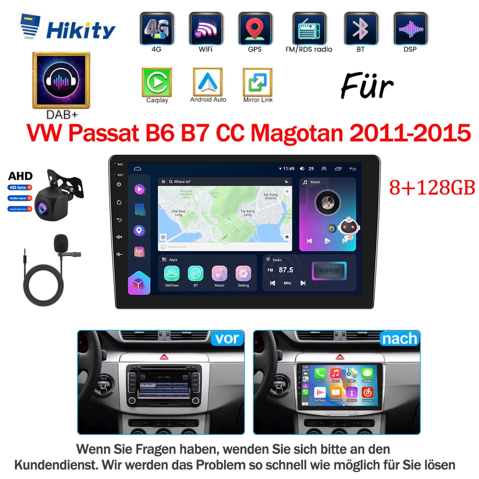 Android 15 Autoradio Für VW Passat B6 B7 Magotan 8GB+128GB Carplay DAB+ Kamera - Bild 1 von 4