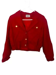 *VINTAGE* Blassport by BILL BLAS giacca affilata lana rossa cropped bottoni oro - Foto 1 di 4