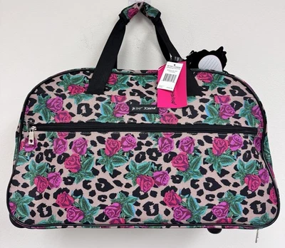 Betsey Johnson 22” Wheeled Duffel Weekender Carry-On Bag, Leopard Rose - Image 1 of 4
