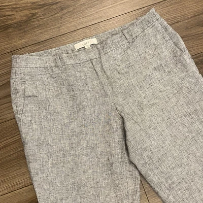 Ann Taylor LOFT Marisa Capri Linen Blend  10 Black Whit W/ Silver Lined Women’s - Image 1 of 4