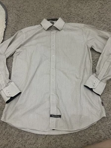 English Laundry Mens Shirt Christopher Wicks Brown Striped White L/S - Picture 1 of 5