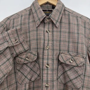 VTG Sears Sports Wear PERMA PREST Men L Retro Plaid Button Up Shirt L/S Cottage - Picture 1 of 16