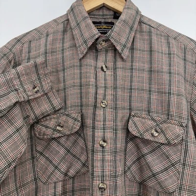 VTG Sears Sports Wear PERMA PREST Men L Retro Plaid Button Up Shirt L/S Cottage - Image 1 of 4