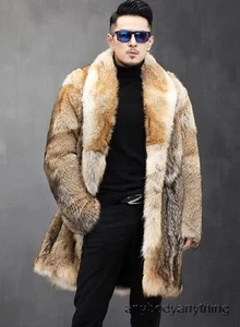 Winter Fur Coat Men's Business Lapel Long Thickened Mink Warm Thicken Fur Jacket - Picture 1 of 7