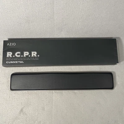 Azio Retro Clásico Reposamanos Cuero Superficie Gunmetal Negro Foto 1 de 4