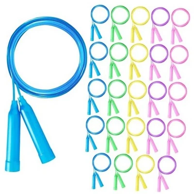 Веревки для прыжков для детей, разноцветные веревки для прыжков для детей оптом, регулируемая упаковка 24 шт. - Изображение 1 из 4