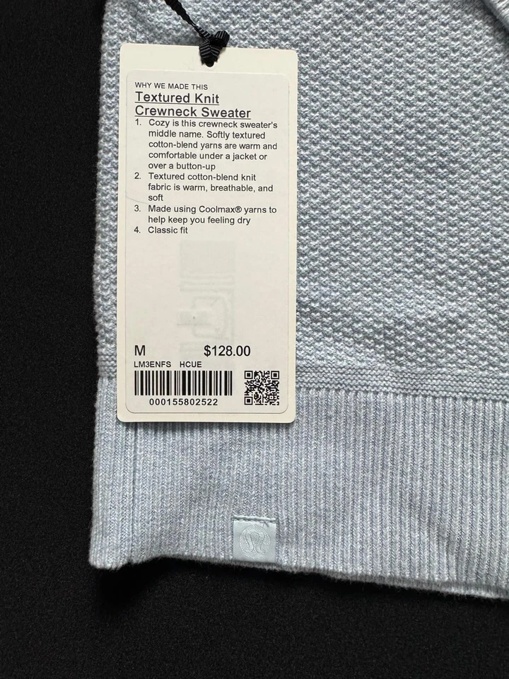 NUEVO Suéter Lululemon Tejido Texturizado Cuello Redondo. (HCUE) Elige tu talla. Nuevo con etiquetas Foto 1 de 1