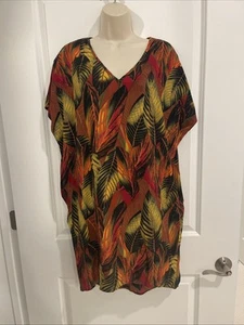 Belongsci Size S Red Leaf Party Dress Lined Short Sleeve Pockets Mini Oversized - Picture 1 of 19