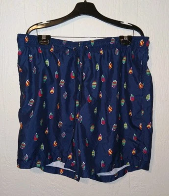 Lands' End Swim Shorts Mens L Sail Boat Print Elastic Waist Lined Pockets - Image 1 of 4