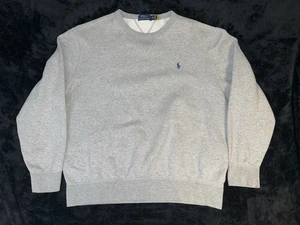 Polo Ralph Lauren Crew Neck Mens Sweatshirt Gray Size XL Blue Pony EUC 305 - Picture 1 of 8