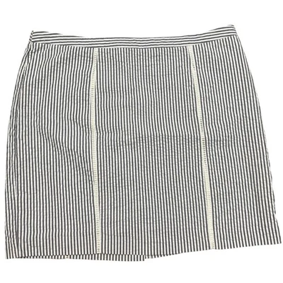 Willi Smith Skirt Women Size 14 Pinstripe White Grey Line Mini Summer Spring - Imagem 1 de 4