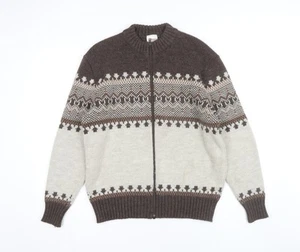 Marks and Spencer Men's Brown Full Zip Vintage Jumper L - Picture 1 of 12