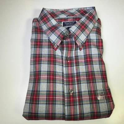 Camisa de vestir a cuadros Randall de ajuste regular para hombre Club Room gris/rojo/blanco 19 36/37 $60 Foto 1 de 4