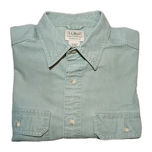 LL Bean Traditional 1912 Sun Washed Button Up Shirt Men Med Reg Cotton 270133 - Picture 1 of 13