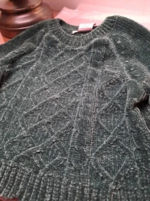 Suéter de Chenilla Tommy Bahama Niñas Talla XS 4 Verde Vieira Acanalado Cuello Redondo Foto 1 de 4