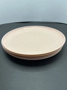4 Piece Blush Dinner Plates Set BPA Free Microwave Safe Swirl Etched Plastic - Picture 1 of 5