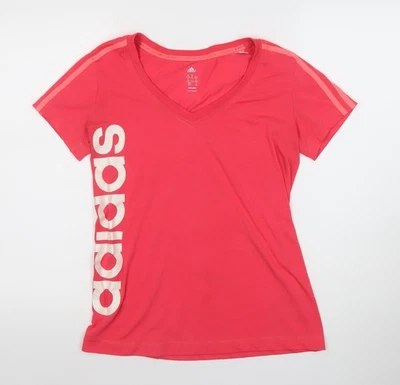 Camiseta Adidas Mujer Rosa Manga Corta Cuello en V Climalite Talla M 12-14 Foto 1 de 4