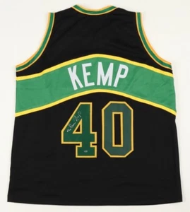 SHAWN KEMP SIGNED AUTOGRAPHED SEATLE SUPERSONICS BLACK NBA JERSEY - Picture 1 of 1