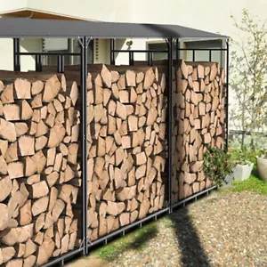 Groß Kaminholzregal Metall Brennholzregal Außen Garten Kaminholzunterstand - Bild 1 von 10