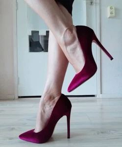 Estileto de terciopelo con punta puntiaguda para mujer Onlymaker tacones altos clásicos - Imagen 1 de 23