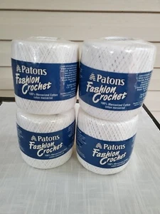 Lot of 4 Patons Fashion Crochet 100% Mercerized Cotton Thread White Co. 4521 New - Picture 1 of 5