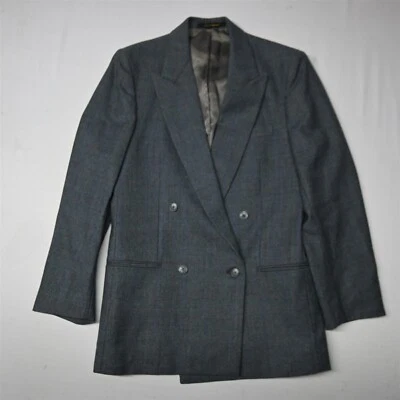 Chaqueta Blazer Abrigo Deportivo De Colección 39L 40L Azul Cuadros Franela Delgada Doble Pecho Foto 1 de 4